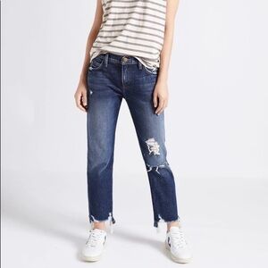 current/elliott the cropped straight further destroy whacked hem jeans